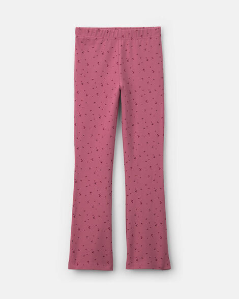 girls heart cotton pull-on stretch flare leggings - pink