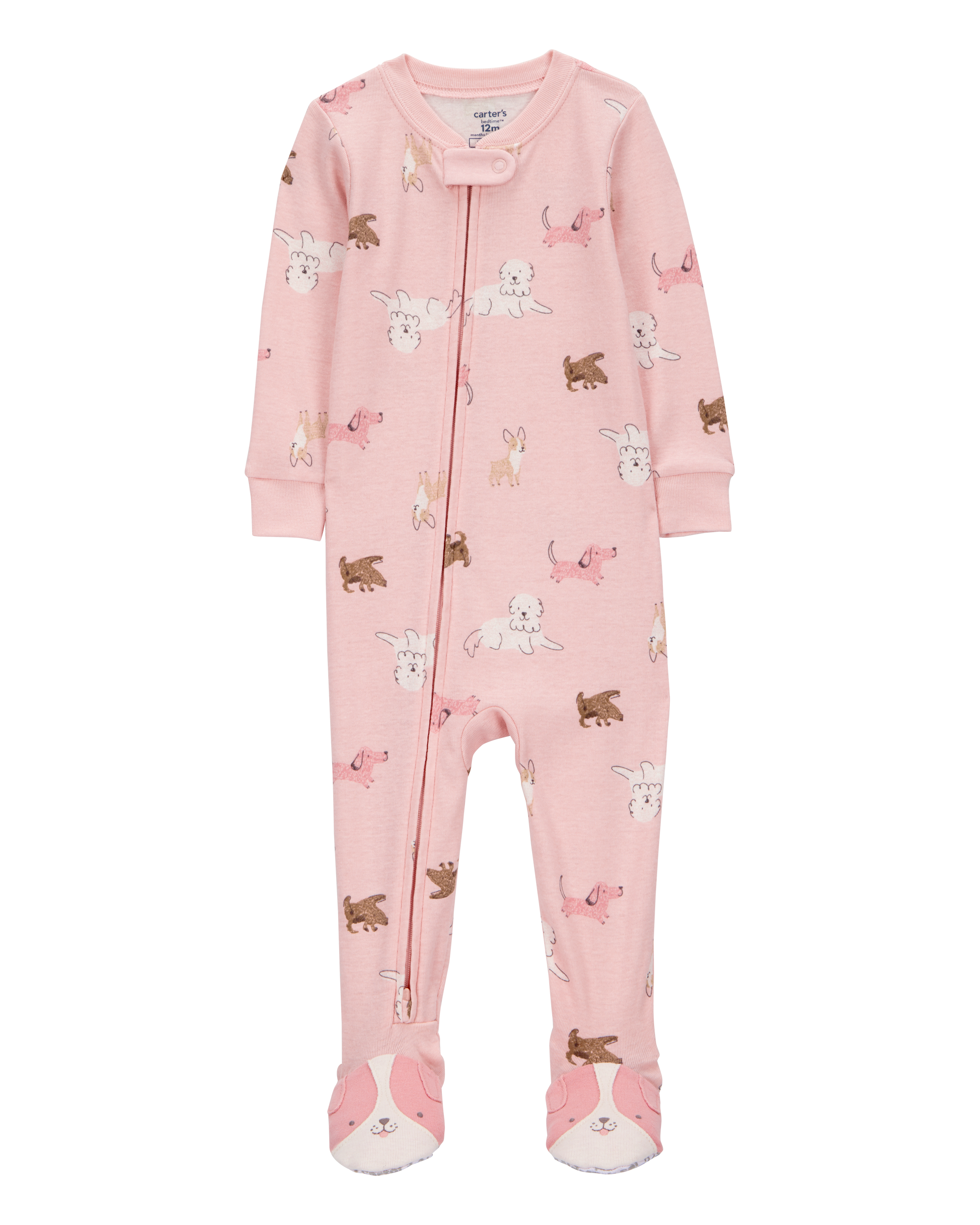 Baby Girl 1-Piece Dog 100% Snug Fit Cotton Footie Pajamas - Pink