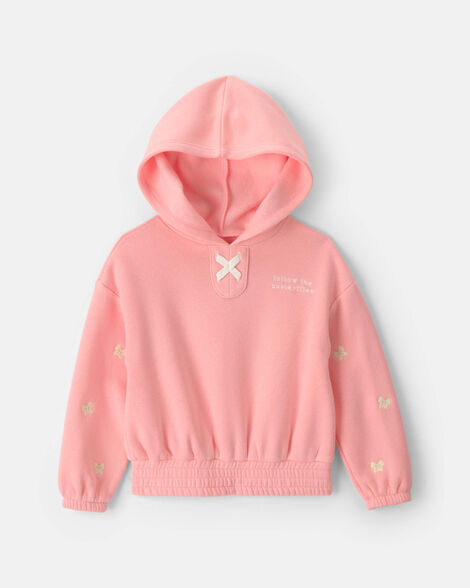 toddler girl 'follow the butterflies' hoodie - coral