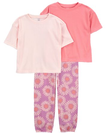 Kid 3-Piece Cropped Pajama Tees & Pant Set