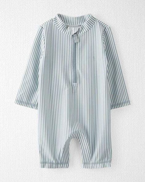 Baby Boy Recycled Long-Sleeve Rashguard Swimsuit in Stripes