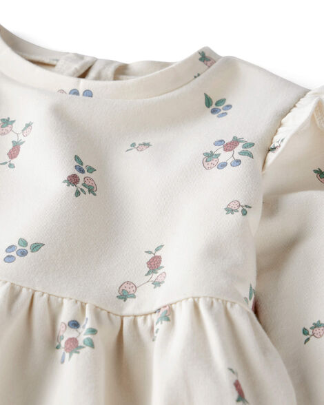  Product image 3 of Toddler Girl Organic Cotton French Terry Dress in Berry Blossom Print