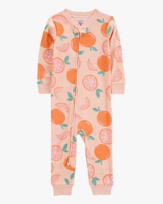 Product image 1 of Toddler Orange Print Snug Fit Cotton Footless 1-Piece Pajamas - Pink