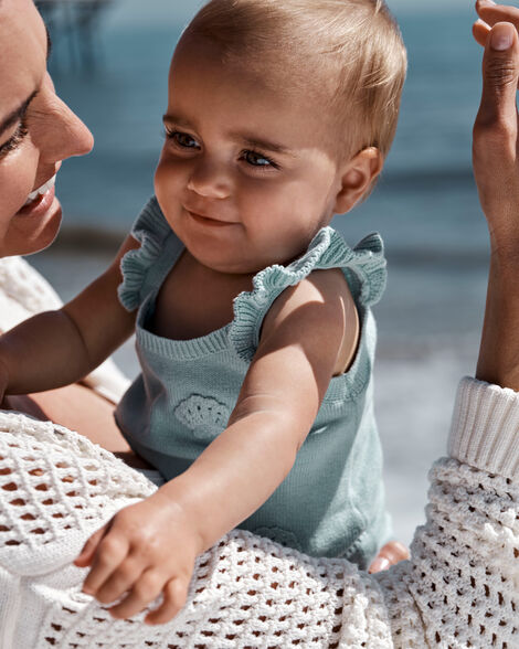 Product image 3 of Baby 2-Piece Crochet Sweater Knit Tank & Diaper Cover Set