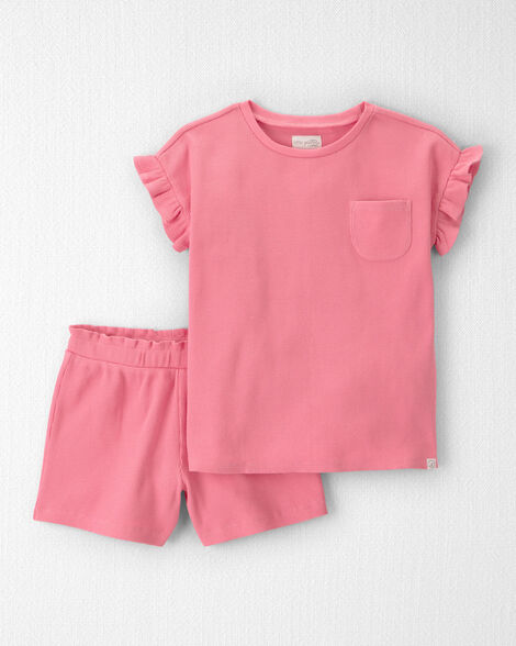 Girls 2-Piece Organic Cotton Waffle Knit Top & Short Set