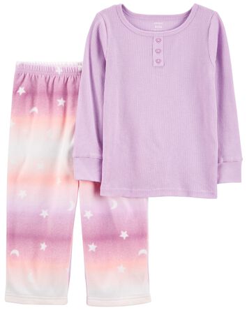 Toddler 2-Piece Moon Thermal & Fleece PJs, 