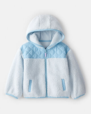 Toddler Girl Waffle Knit Hooded Jacket Made with Organic Cotton