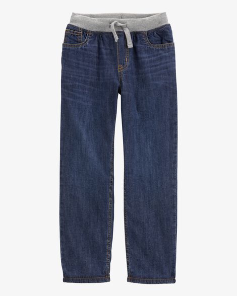  Product image 1 of Kid Drawstring Pull-On Jeans - Dark Blue