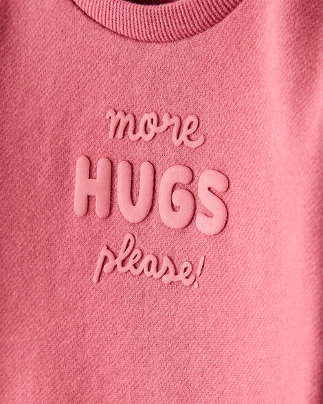 Product image 2 of Baby Girl More Hugs Please Long-Sleeve Pullover Sweatshirt - Pink