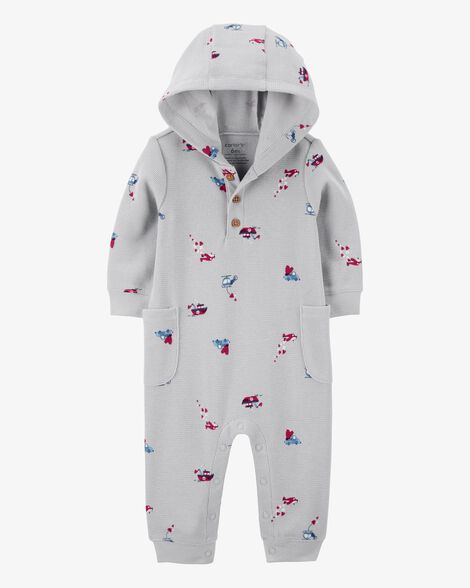  Product image 1 of Baby Boat Print Thermal Jumpsuit - Grey