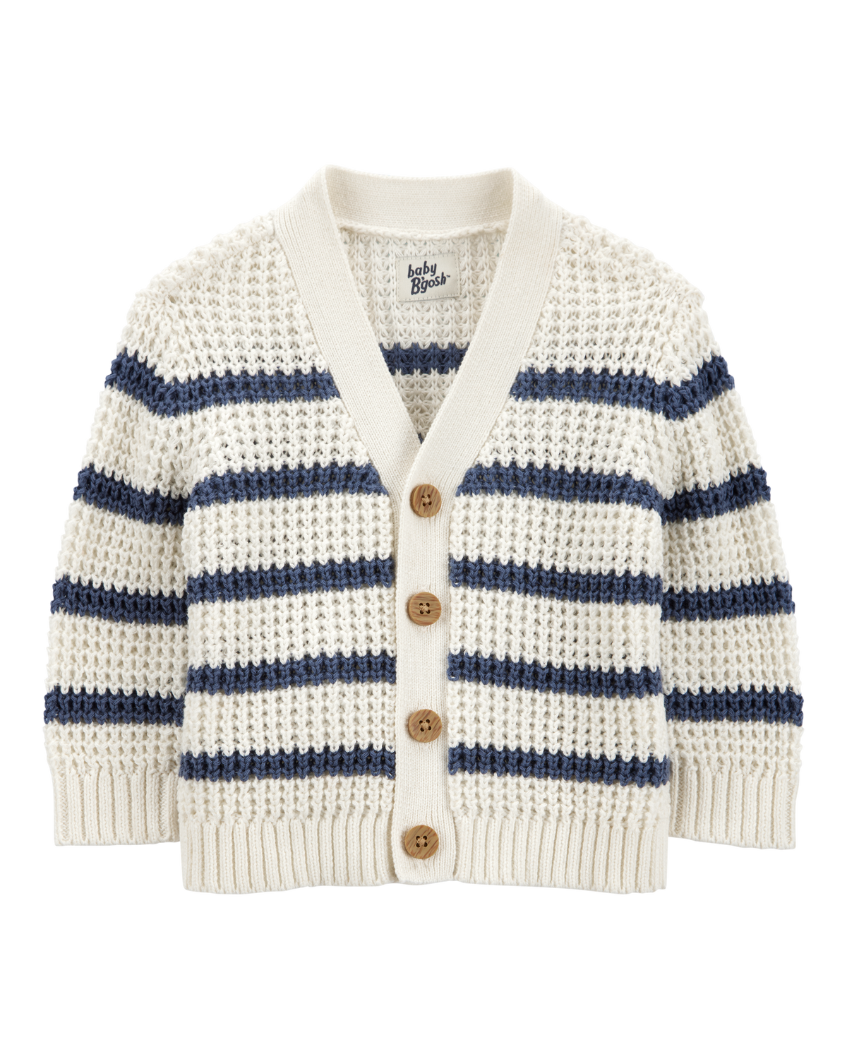 Baby Striped Button-Front Sweater Knit Cardigan - Cream Baby Striped Button-Front Sweater Knit Cardigan - Cream