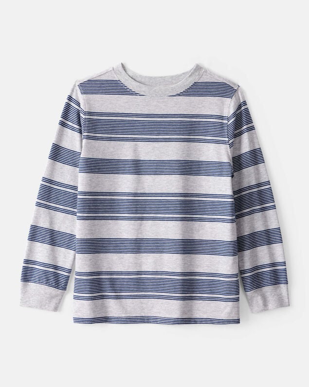 Product image 1 of Boys Striped Long-Sleeve Tee - Grey/Navy