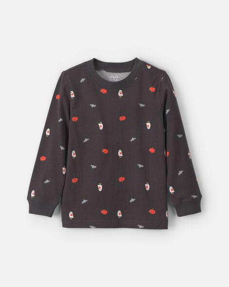 toddler boy pumpkin halloween long-sleeve tee - black