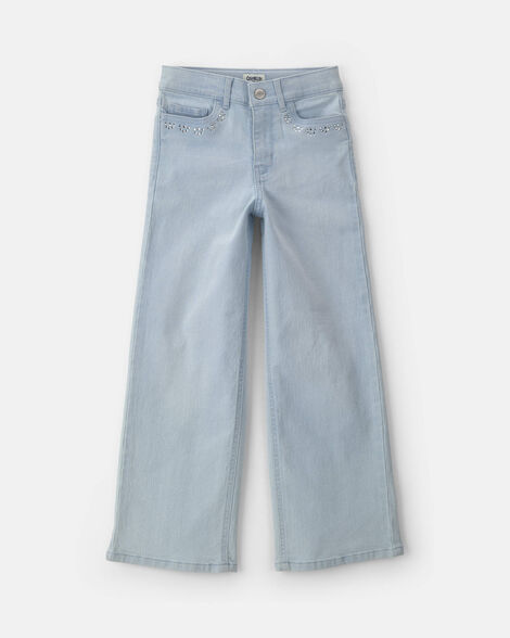 Girls Denim Wide-Leg Jeans - Light Wash