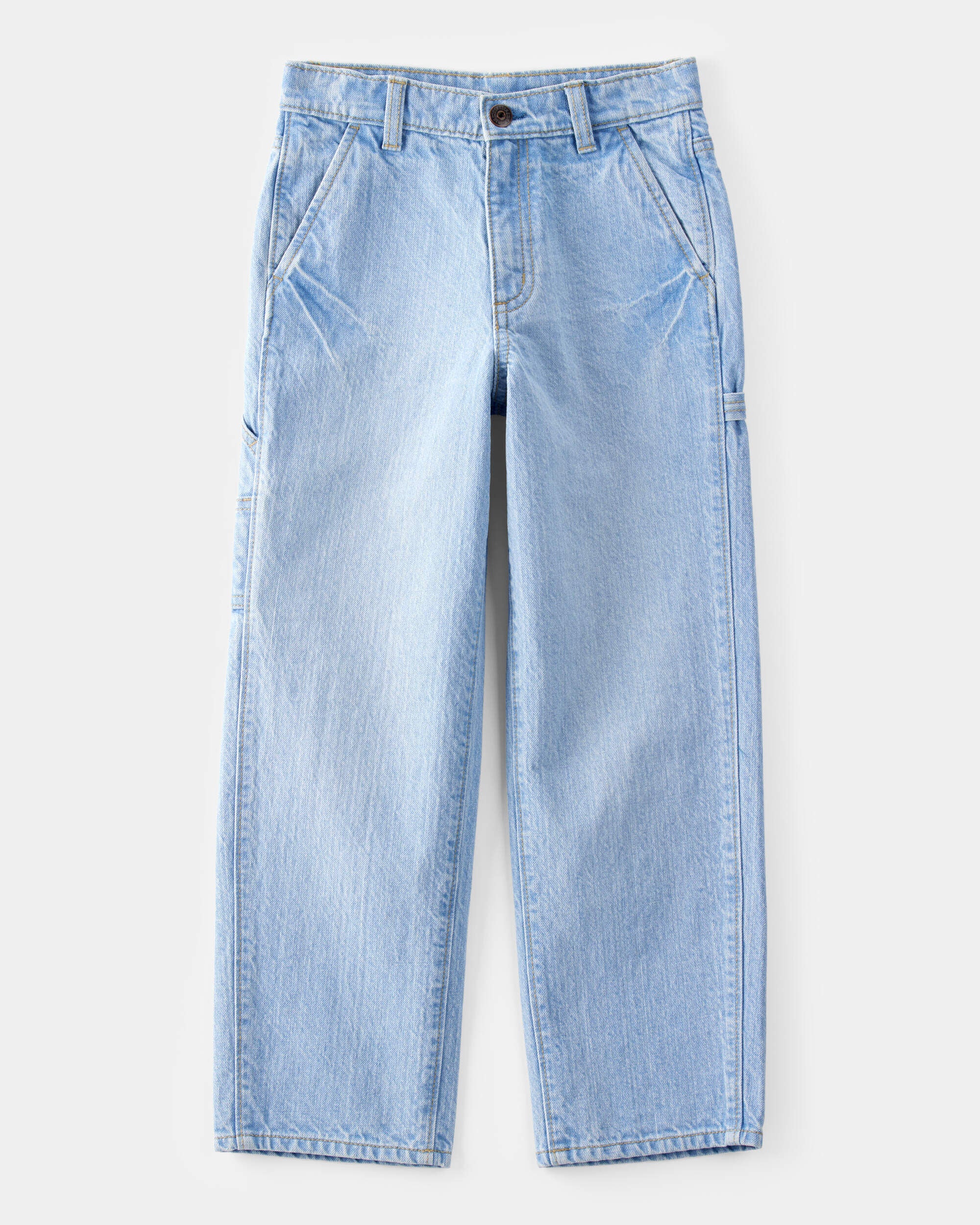 Kid Baggy Iconic Denim Cargo Pants - Faded Wash - OshKosh