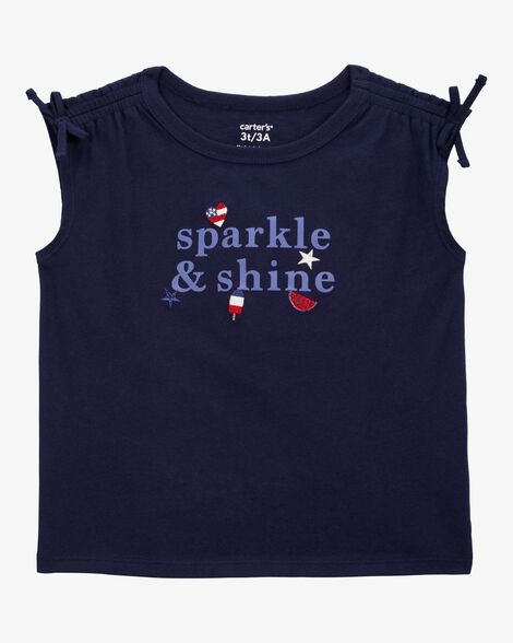 Product image 2 of Toddler 2-Piece Sparkle & Shine 4th Of July Tee & Twill Bow Shorts Set - Navy/Red