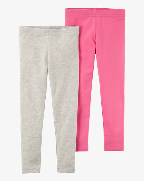  Product image 1 of Toddler 2-Pack Pink & Grey Cotton Stretch Leggings