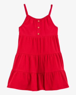 Product image 1 of Toddler Textured Knit Tank  Button-Front Dress - Red