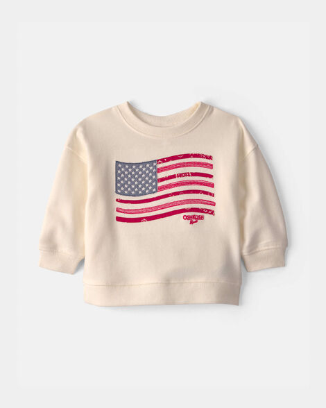 Baby American Flag French Terry Pullover Sweatshirt - Cream