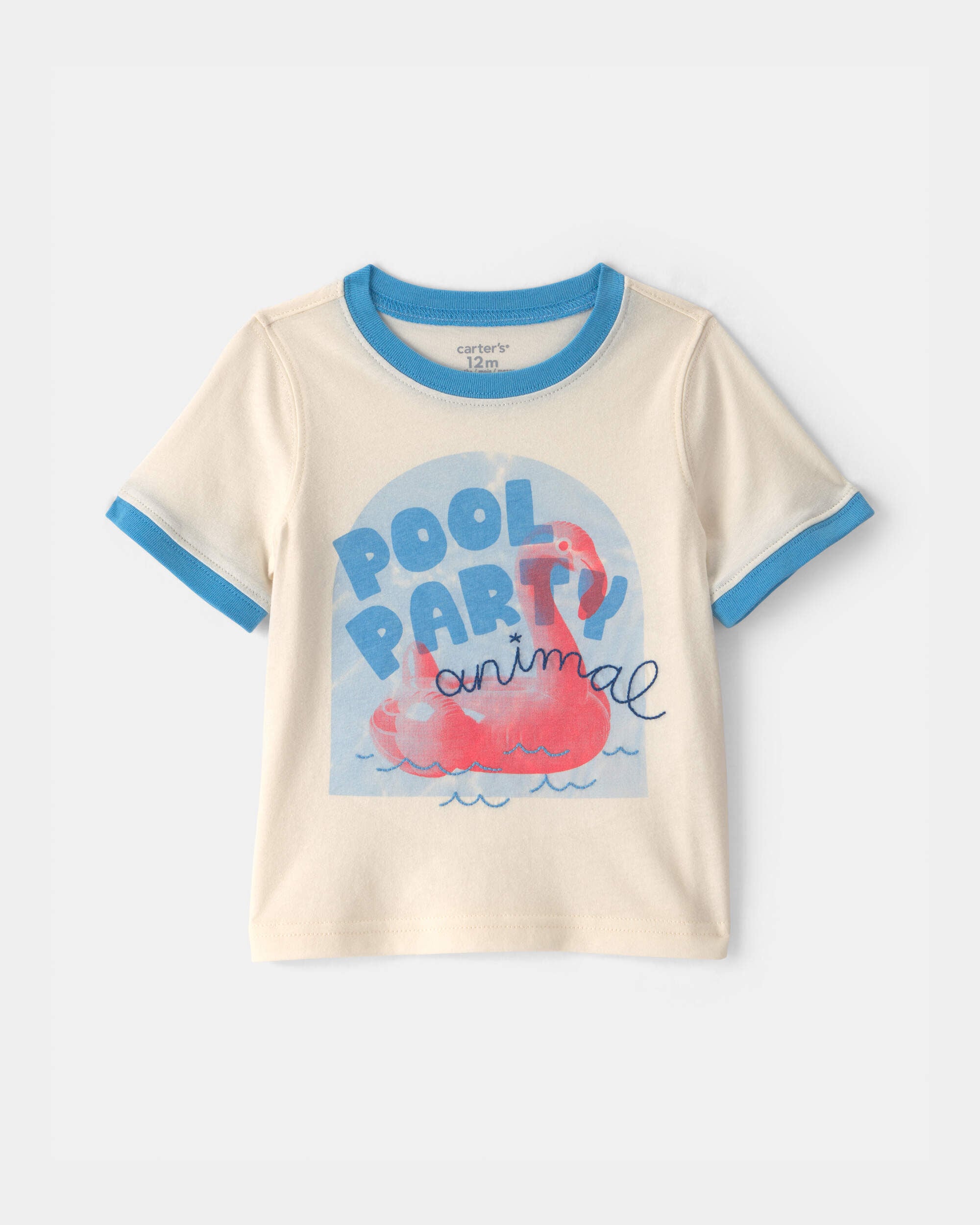 Carters baby boy pool party animal flamingo graphic tee 12M Cream 10$