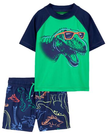 Toddler Dinosaur Rashguard & Swim Trunks Set