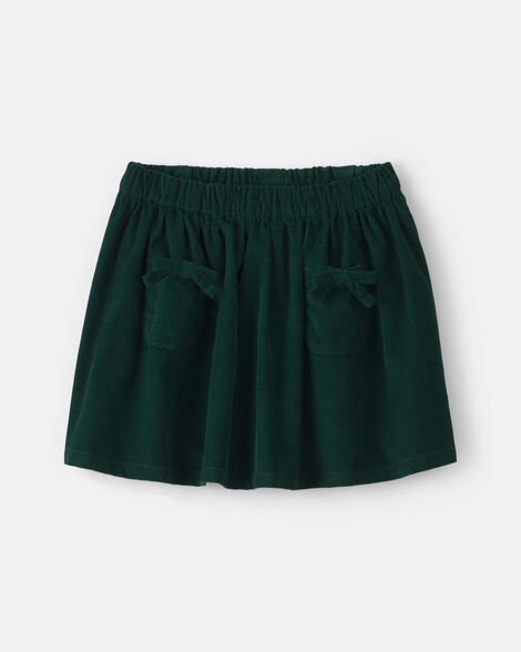 toddler girl bow corduroy skort - green