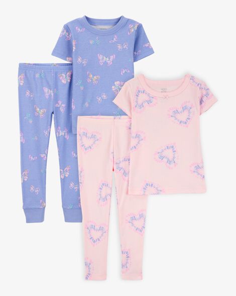 Product image 1 of Toddler 4-Piece Snug Fit 100% Cotton Pajamas - Pink/Blue