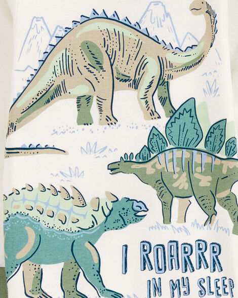 Cartoon Dinosaur Letter Print Summer Cotton Pajamas Set