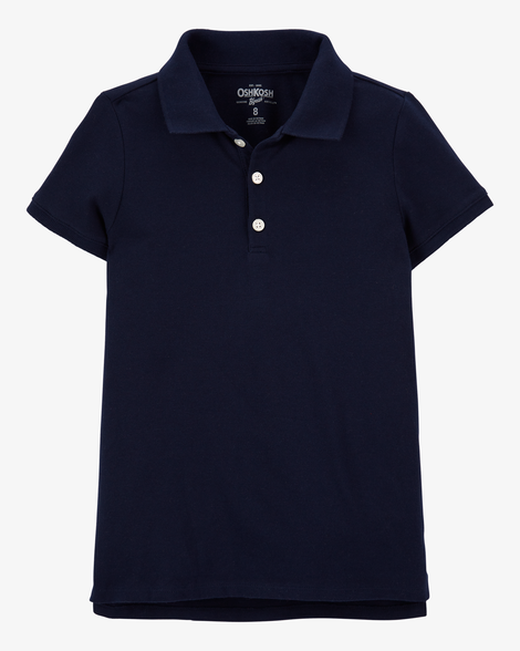 Girls Pique Cotton Uniform Polo - Navy