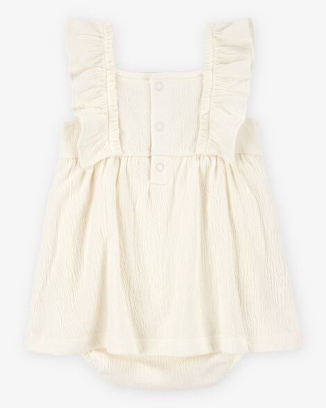 Baby Floral Flutter Bodysuit Dress - Ivory