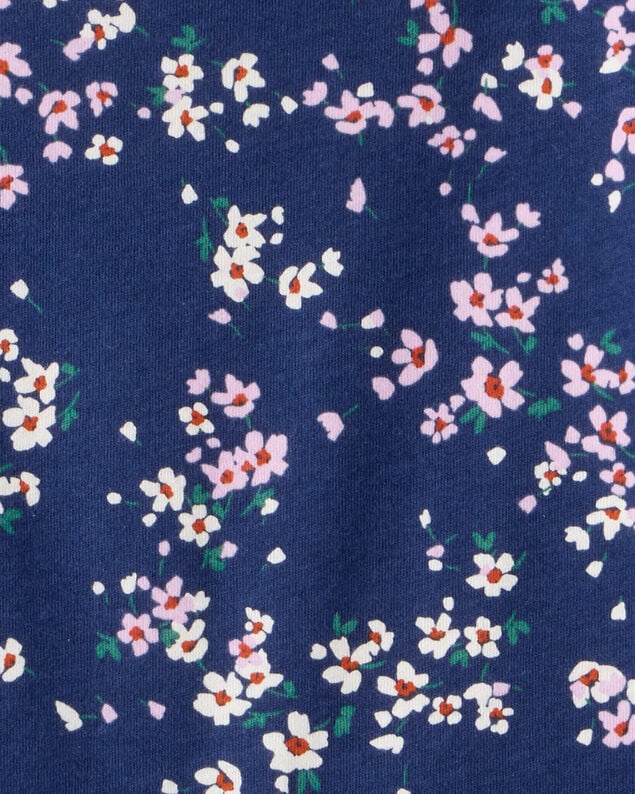 Product image 2 of Girls Floral Long-Sleeve Peplum Top - Navy