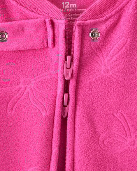Baby Girl Fleece Loose Fit 1-Piece Pajamas-Pink
