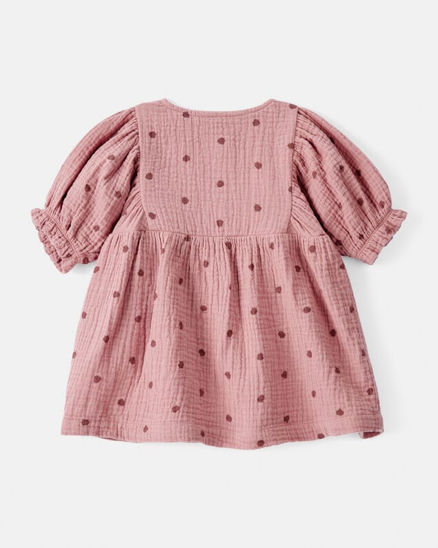 Product image 2 of Baby Girl 2-Piece Acorn Print Short-Sleeve Dress Set - Pink