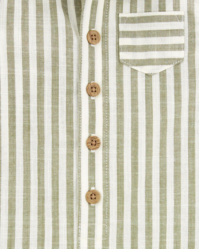 Product image 2 of Baby Striped Short-Sleeve Romper- Green