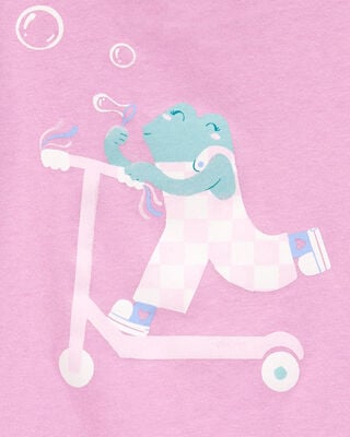 Product image 2 of Toddler Scooter Frog Short-Sleeve Graphic Tee - Pink