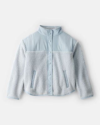 Girls Floral Print Long-Sleeve Sherpa Jacket