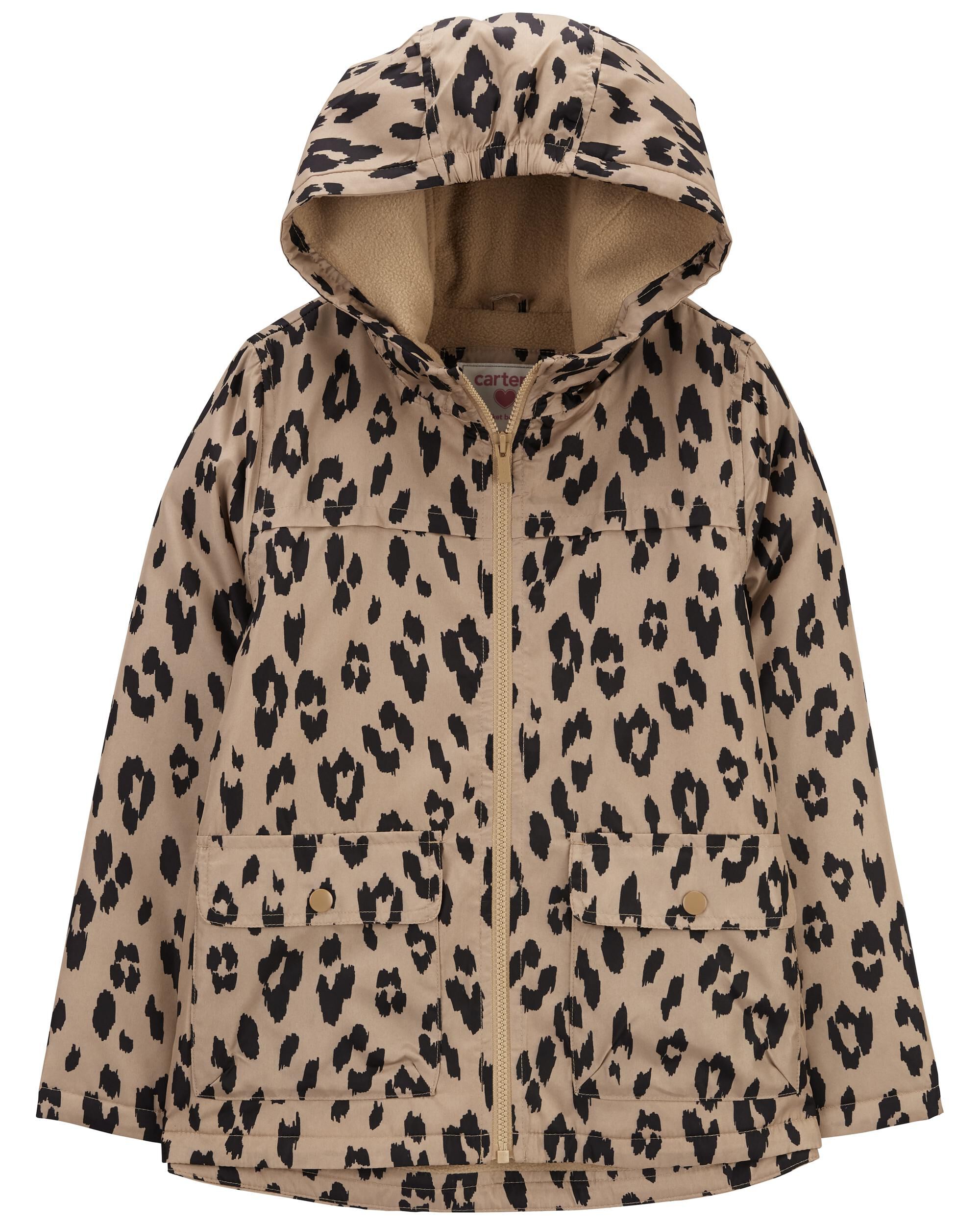 Leopard lined parka top