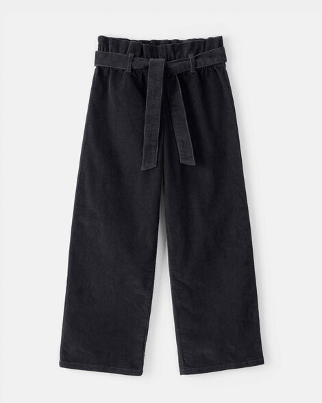 girls corduroy wide-leg pants - black