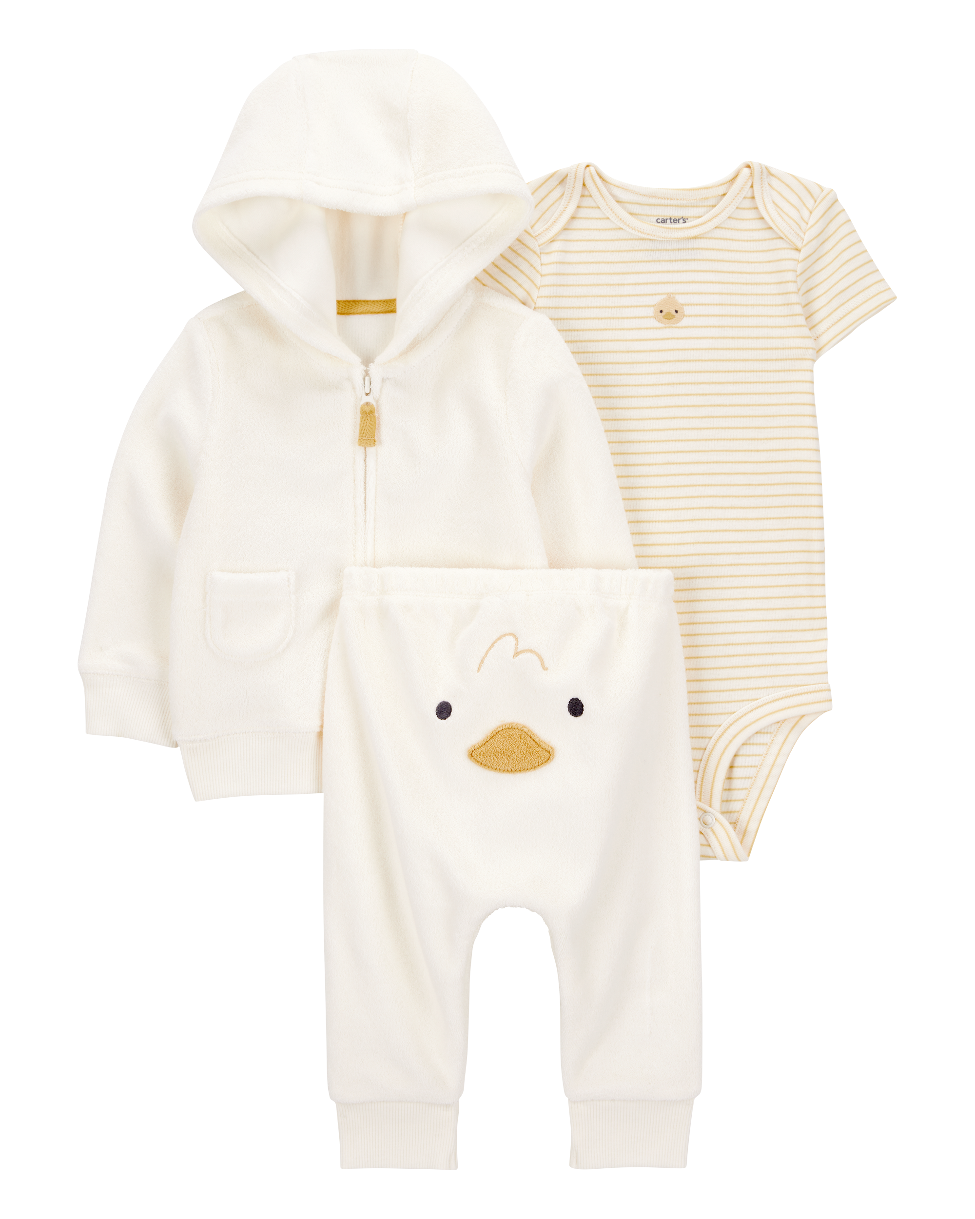 Baby 3-Piece Duck Little Cardigan Set - Ivory
