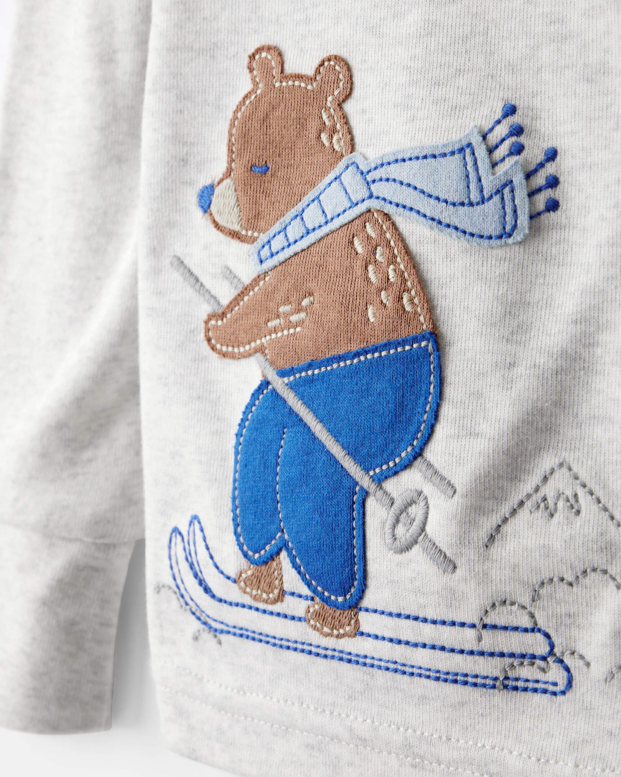 Baby Boy Woodland Print Cotton Long-Sleeve Snug Fit 4-Piece Pajamas - White/Blue