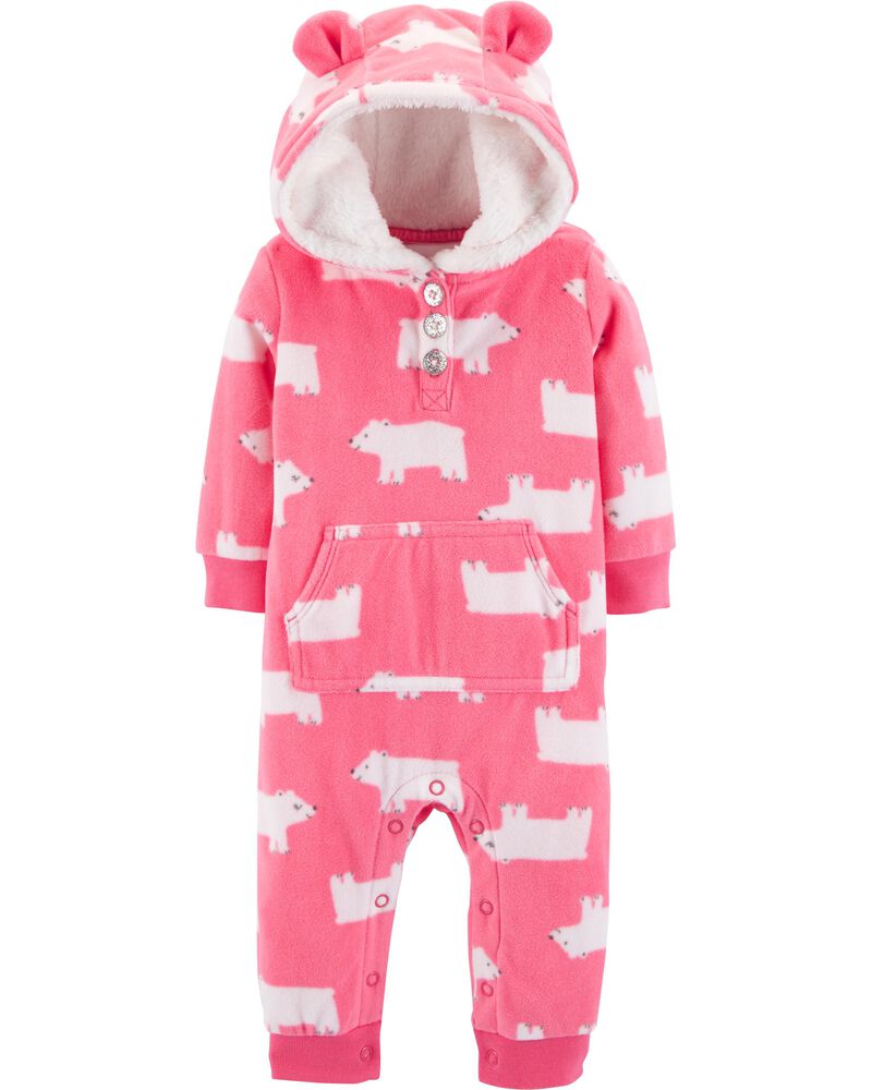 Polar Bear Hooded Fleece Jumpsuit Carters Com