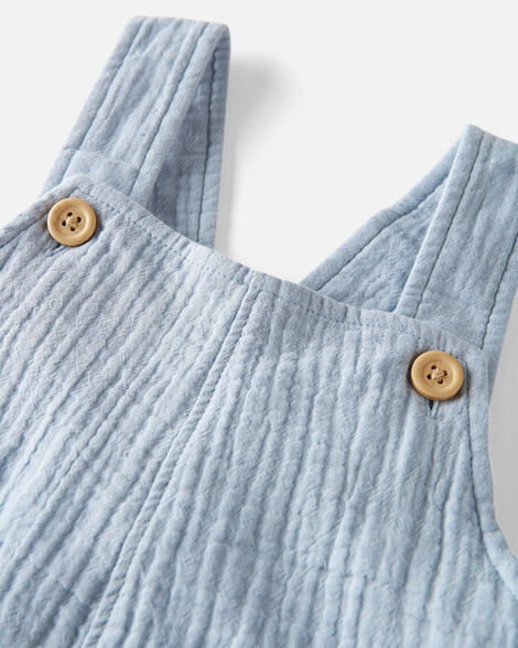  Product image 3 of Toddler Organic Cotton Gauze Shortalls in Seal Blue