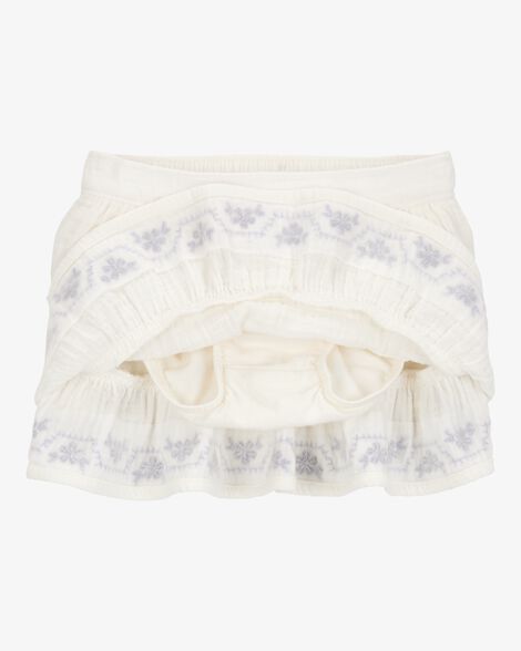  Product image 2 of Baby Floral Embroidered Gauze Skort - Ivory