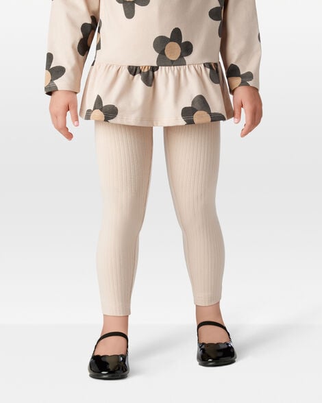 Toddler Girl Cotton Heart Stretch Leggings - Green