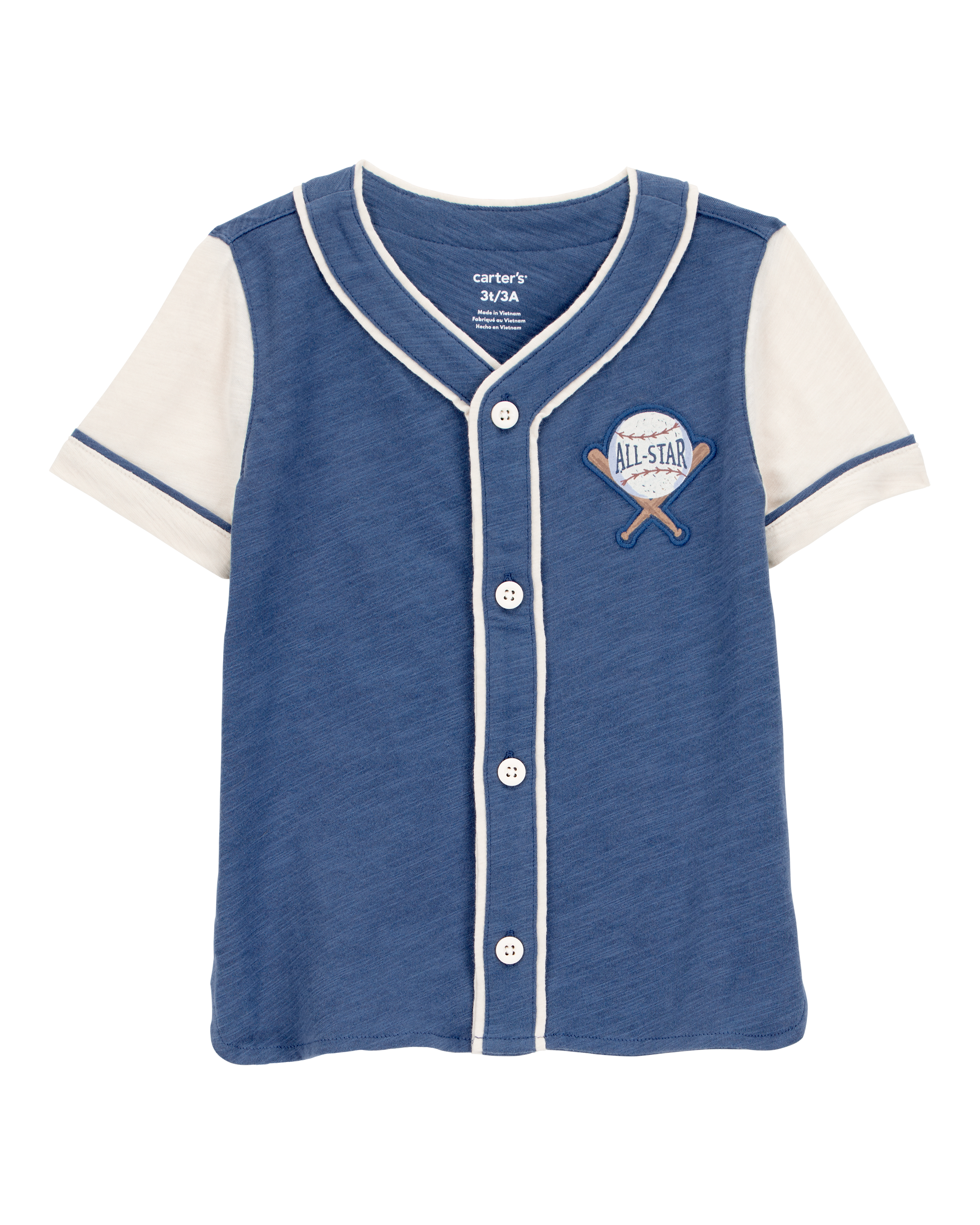 Baby All-Star Baseball Button-Down Vintage Tee - Navy