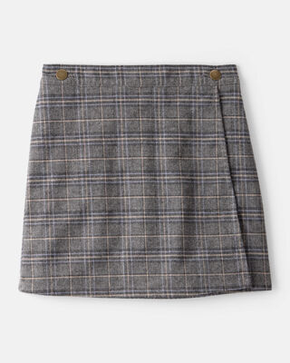 Girls Plaid Cotton Long-Sleeve Fashion Jacket - Grey