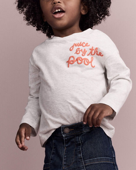 Toddler 'Juice By The Pool' Long-Sleeve Relaxed Graphic Tee - Heather Grey