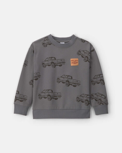 boys 'chevrolet' car fleece pullover sweatshirt - grey