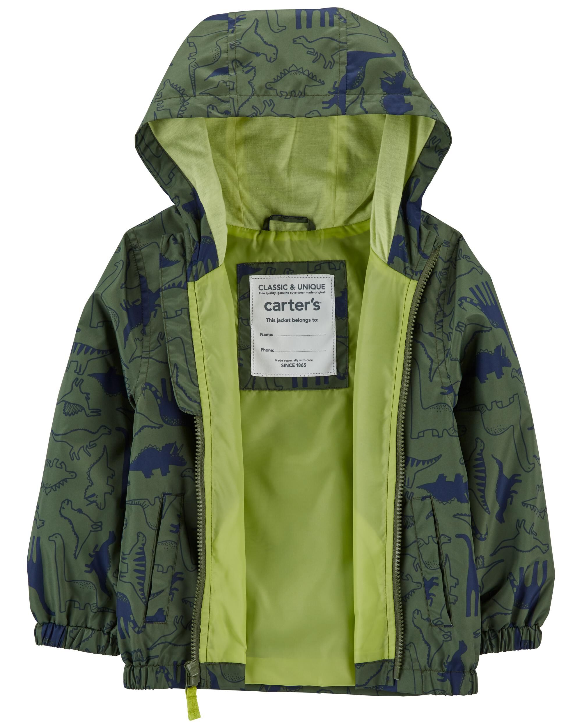 Carter's Infant Boys Grey & Green Fleece Lined Jacket Size 12M 18M 24M 