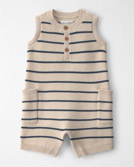Baby Organic Cotton Knit Romper in Stripes